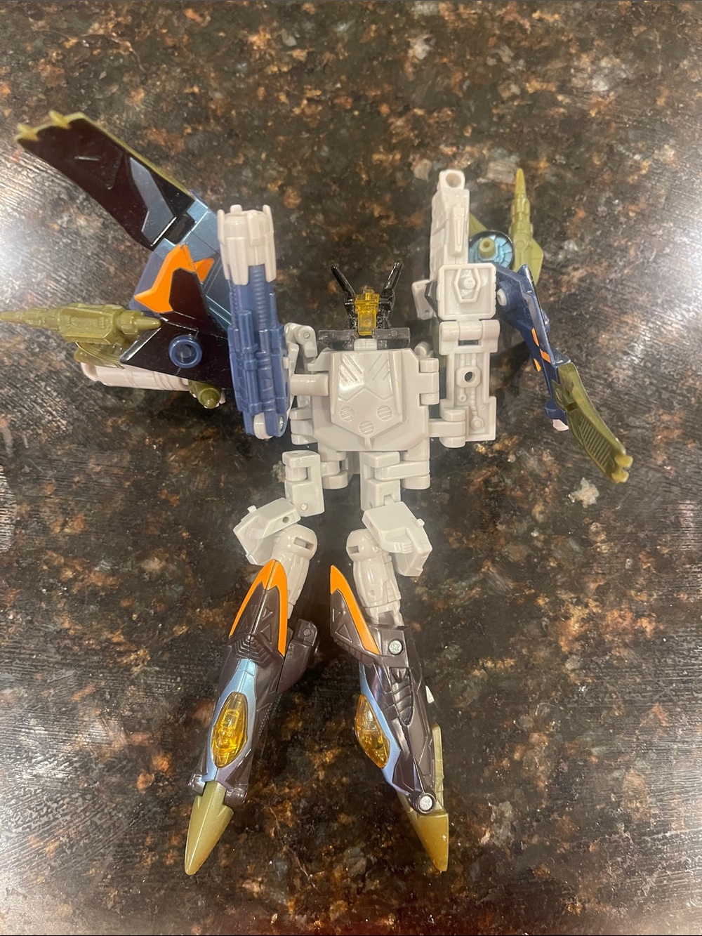 Mattel Gray and Black Transforming Robot with Orange and Blue Accents